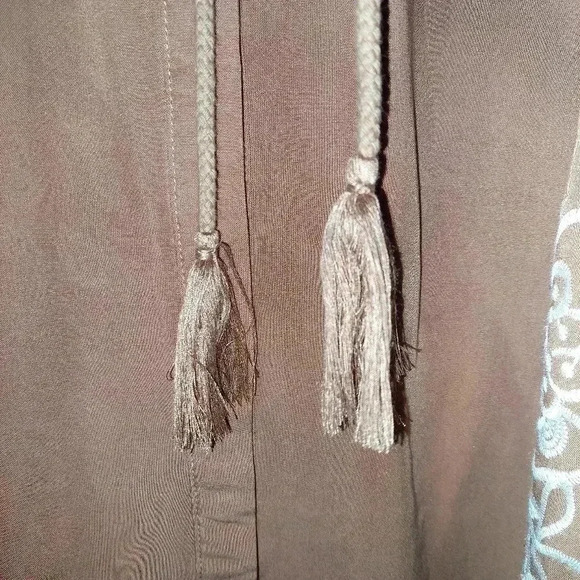 Andree by Unit Embroidered Floral Shirt Dress Duster W/Tie at Waist  Women Large - Picture 8 of 12